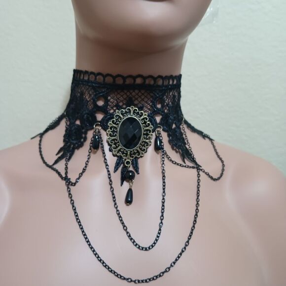 Jewelry - Gothic Black Lace Choker Necklace